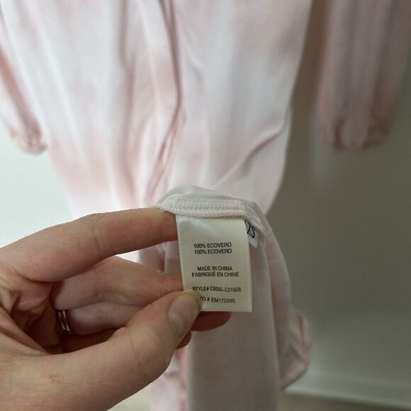 Cloth & Stone Shirt Dress Womens XS Banded Collar Curved Hem Button Front Pink - Picture 7 of 11